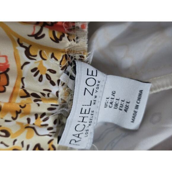 Rachel Zoe Womens Wide Leg Satin Pants Large Multicolor Floral Pull On Boho Hipp - Picture 5 of 6